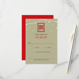 Chinesische Hochzeit doppeltes Glück Fairy Lights RSVP Karte