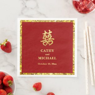Chinesische Hochzeit doppeltes Glück Herz formale  Serviette