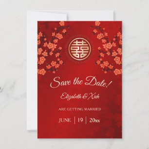 Chinesische Hochzeit Doppeltes Glück Kirschblüte Save The Date