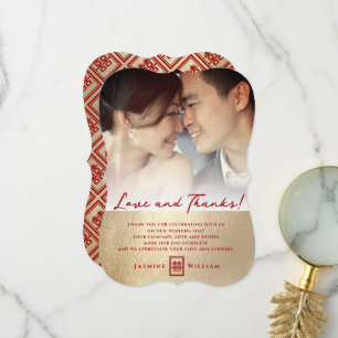 Chinesische Hochzeit Einfache Liebe und Dank Foto Dankeskarte