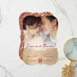 Chinesische Hochzeit Einfache Liebe und dank Fotok Dankeskarte