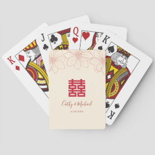 Chinesische Hochzeit in beige und roter Farbe Spielkarten