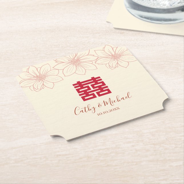 Chinesische Hochzeit in beige und roter Farbe Untersetzer (angewinkelt)