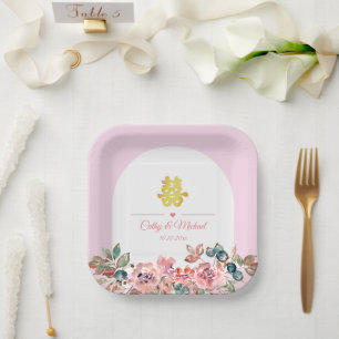 Chinesische Hochzeit in Rosa Pappteller