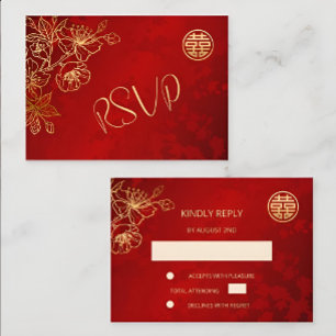Chinesische Hochzeit mit Blumenrot-UAWG RSVP Karte