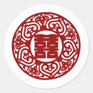 Chinesische Hochzeit mit doppeltem Glück Runder Aufkleber