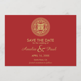 Chinesische Hochzeit mit doppeltem Glück - Save th The Date