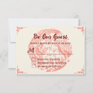 Chinesische Hochzeit mit Dragon und Phoenix RSVP Karte