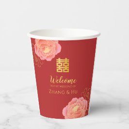 Chinesische Hochzeit mit edlem Gold Peony Pappbecher