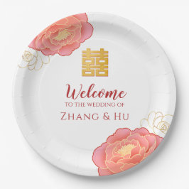 Chinesische Hochzeit mit edlem Gold Peony Pappteller