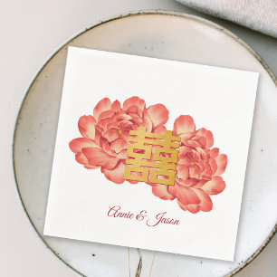 Chinesische Hochzeit mit edlem Gold Peony Serviette