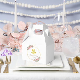 Chinesische Hochzeit mit geometrischem Blumenkranz Geschenkschachtel