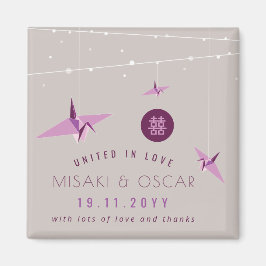 Chinesische Hochzeit mit lila Papierkranen und Lic Magnet