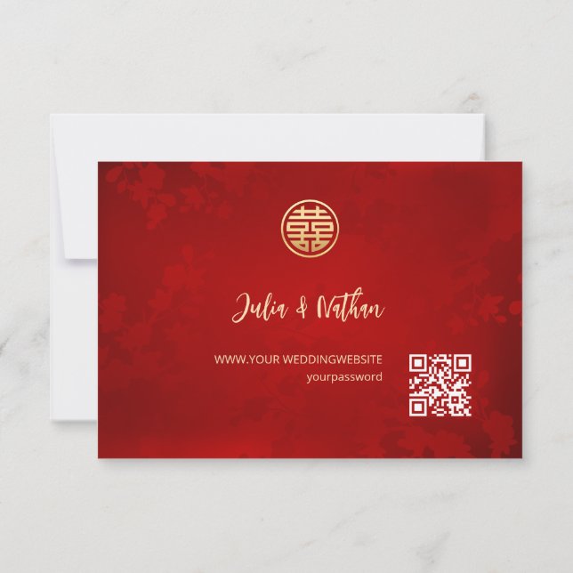 Chinesische Hochzeit mit Red Gold UAWG RSVP Karte (Rückseite)