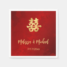 Chinesische Hochzeit mit rotem Gold Serviette
