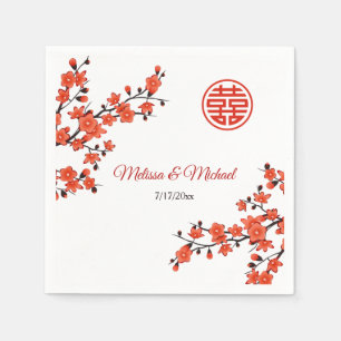 Chinesische Hochzeit mit Rotkrebserblüten Serviette