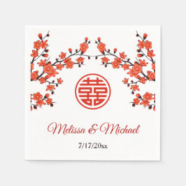 Chinesische Hochzeit mit Rotkrebserblüten Serviette