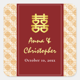 Chinesische Hochzeit peranakan Quadratischer Aufkleber