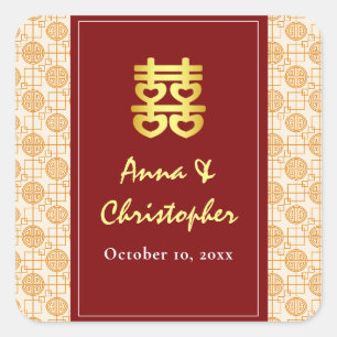 Chinesische Hochzeit peranakan Quadratischer Aufkleber