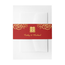 Chinesische Hochzeit Rose Papercut rot und gold Einladungsbanderole