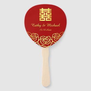 Chinesische Hochzeit Rose Papercut rot und gold Fächer