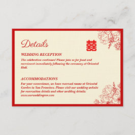 Chinesische Hochzeit rotes Beige Blumengestein Ori Begleitkarte