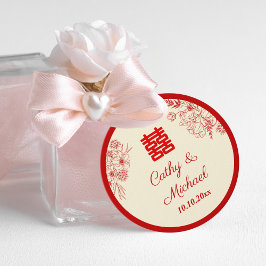 Chinesische Hochzeit rotes Beige Blumengestein Ori Geschenkanhänger