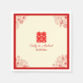 Chinesische Hochzeit rotes Beige Blumengestein Ori Serviette