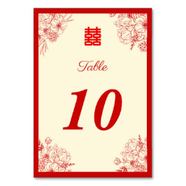 Chinesische Hochzeit rotes Beige Blumengestein Ori Tischnummer