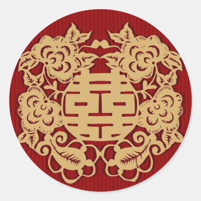 Chinesische Hochzeit (v7) Runder Aufkleber (Vorderseite)