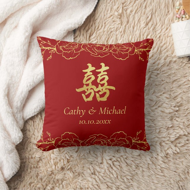 Chinesische Hochzeit vom Roten Gold Kissen (Decke)