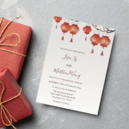 Chinesische Hochzeit von Aquarellfarben Einladung