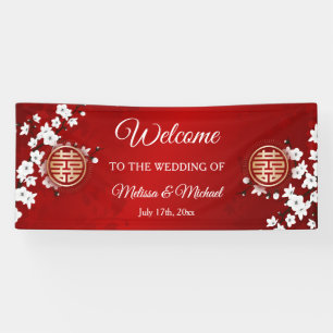 Chinesische Hochzeit von White Cherry Blossom Banner