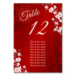 Chinesische Hochzeitgästen Tischnummer