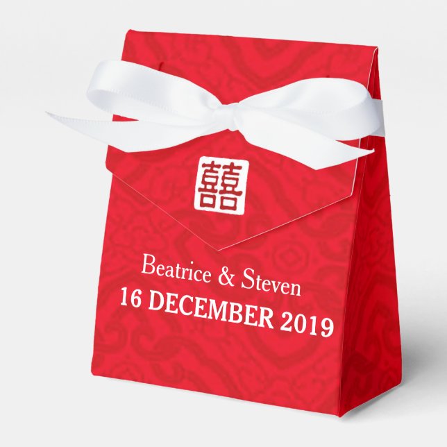 Chinesische Hochzeitroter Xi Personalisierte Gesch Geschenkschachtel (Vorderseite)