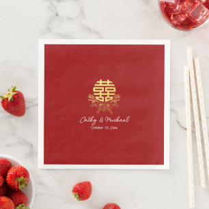 Chinesische Hochzeitsblume doppeltes Glück Kreis Serviette