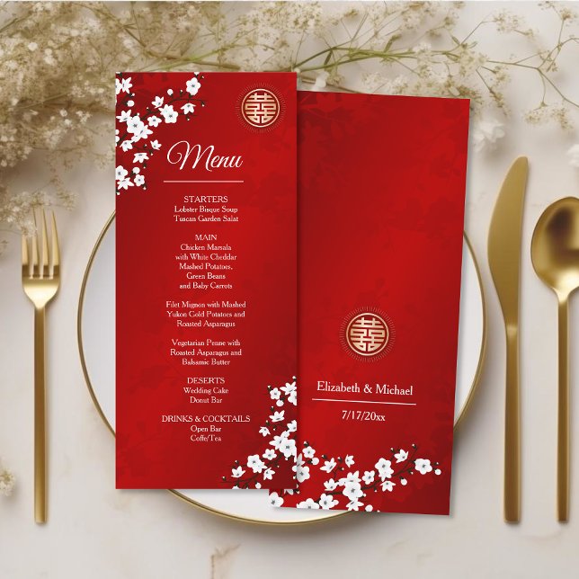 Chinesische Hochzeitskarte für Weißkirsche Menükarte (Von Creator hochgeladen)