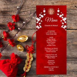 Chinesische Hochzeitskarte "Red Cherry Blossom" Einladung