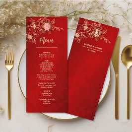 Chinesische Hochzeitskarte Red Gold Magnolia Einladung