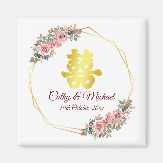 Chinesische Hochzeitskrieg-Blume Magnet (Vorne)