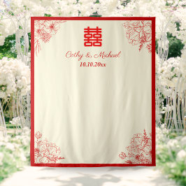 Chinesische Hochzeitskulisse in Beige-Foto Wandteppich
