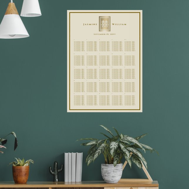 Chinesische Hochzeitstabelle für doppeltes Glück Poster (Wohnzimmer 1)