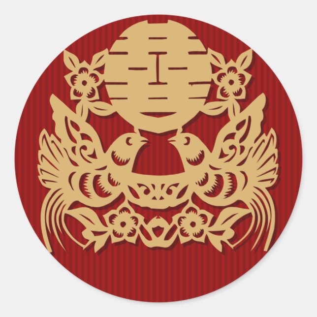 Chinesische Hochzeitsticker Runder Aufkleber (Vorderseite)