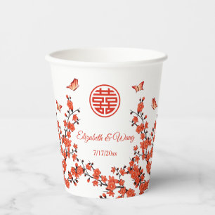 Chinesische HochzeitTeezeremonie Kirschblüten Pappbecher
