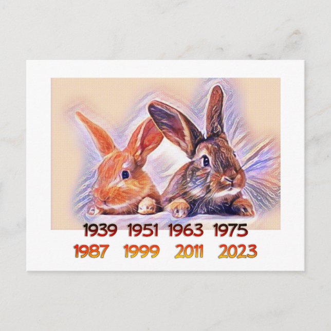 Chinesische Jahre der Rabbit stilisierten Kunst Postkarte (Vorderseite)