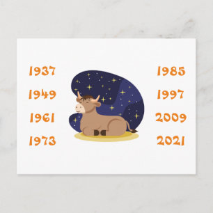 Chinesische Jahre des Ochs Postkarte