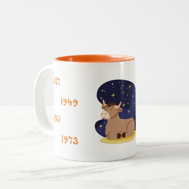 Chinesische Jahre des Ochs Zweifarbige Tasse (Vorderseite Links)