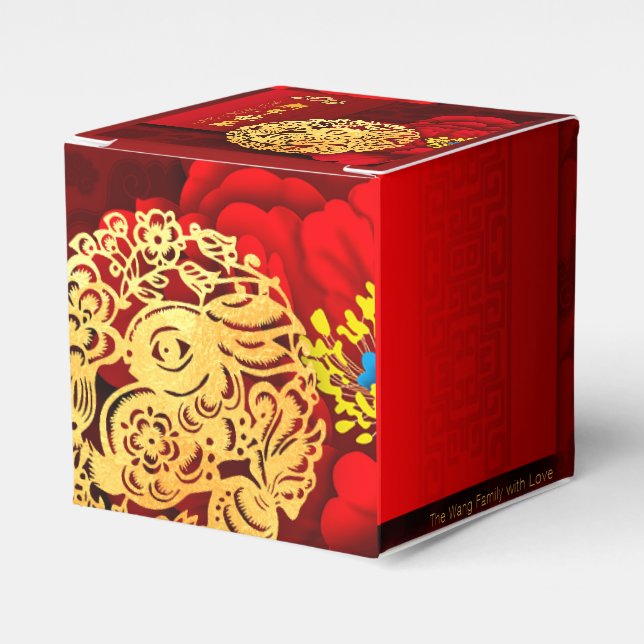 Chinesische Kaninchen-Papier-schneiden Peonies Neu Geschenkschachtel (Vorderseite)