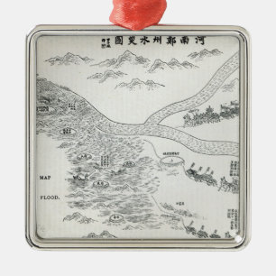 Chinesische Karte der großen Flut Ornament Aus Metall