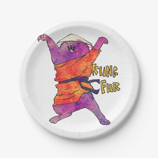 Chinesische Katze - Hintergrundfarbe Pappteller (Vorderseite)